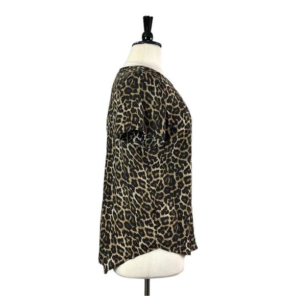 Chelsea & Theodore Tunic Top Short Sleeves Leopard Print Women’s Size XL - Picture 3 of 10